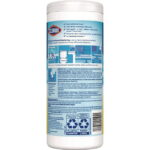 Clorox 01594 7 in. x 8 in. 1-Ply Disinfecting Wipes - Crisp Lemon, White (35/Canister, 12 Canisters/Carton) - Image 4