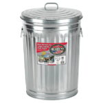 Behrens 20 gal Silver Galvanized Steel Garbage Can Lid Included Animal Proof/Animal Resistant