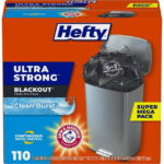 Hefty Ultra Strong Tall Kitchen Trash Bags, Blackout, Clean Burst, 13 Gallon, 110 Count
