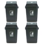 Lesbin 4-Pack 13 Gallon Kitchen Trash Can with Lid, Plastic Garbage Bin for Kitchen, Gray