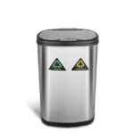 Nine Stars Automatic Kitchen Trash Can, 13 Gallon Stainless Steel, Motion Sensor Hands-Free Soft-Close Lid Garbage Bin, Silver